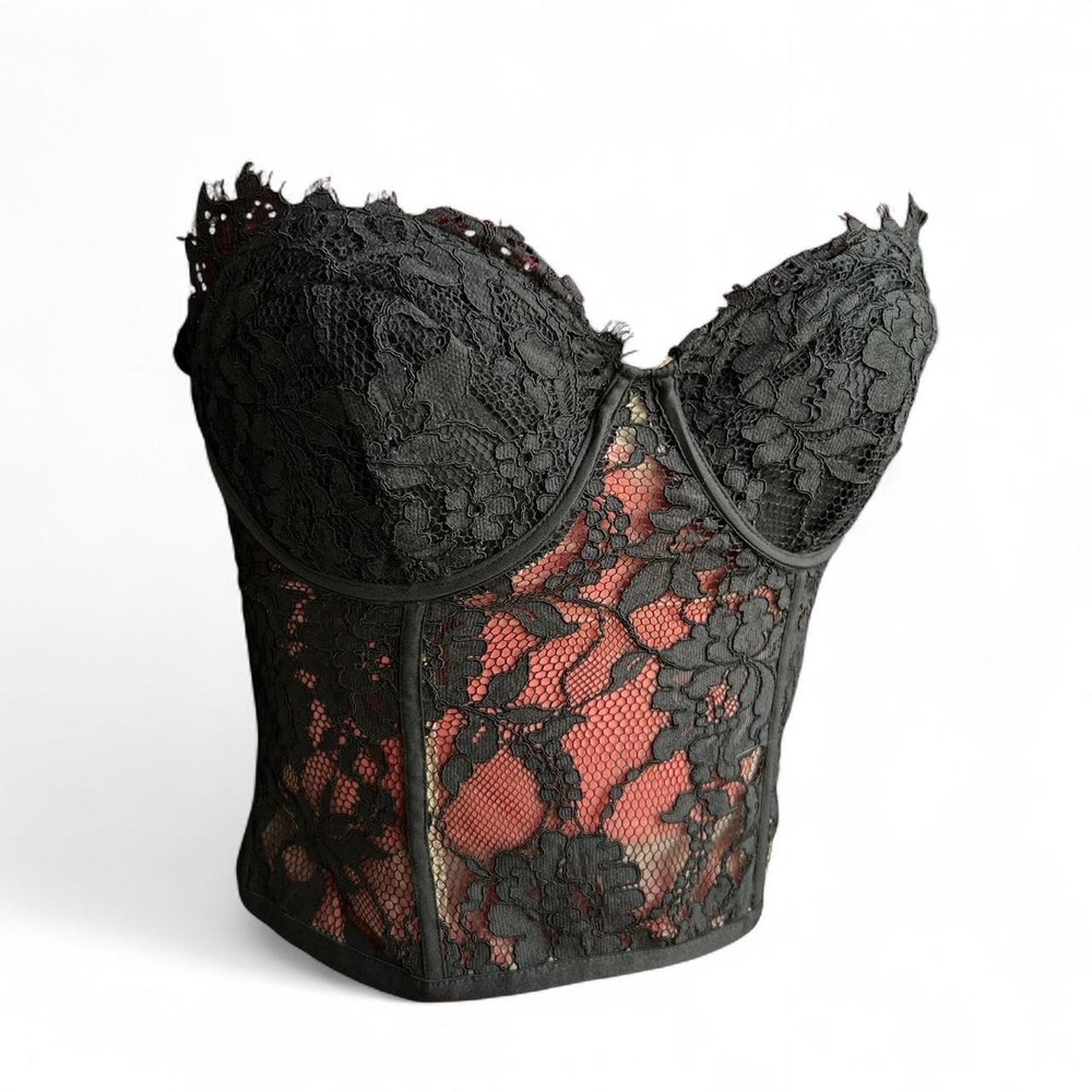 Express black lace corset top with gold zipper whimsygoth goth y2k going out